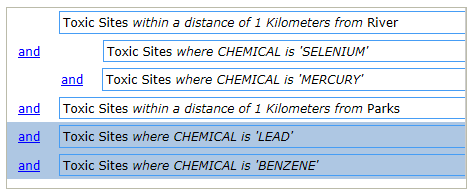 Select the next group of attribute expressions Select the next group of attribute expressions